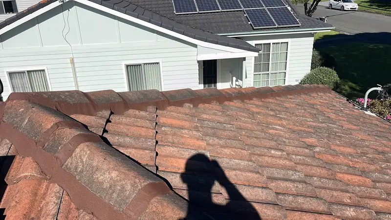 Terracotta roof with freshly repointed ridges