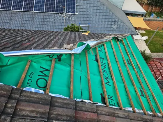 New green sarking and timber battens laid on a roof in Maroubra